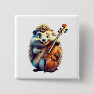 Karikatuur, Cartoon, Illustratie Een muzikale Vierkante Button 5,1 Cm