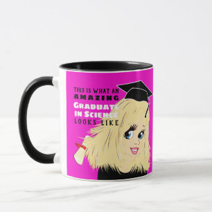 Karikatuur GRADEER Cadeau Vrouw Blond Haar Blauw Mok