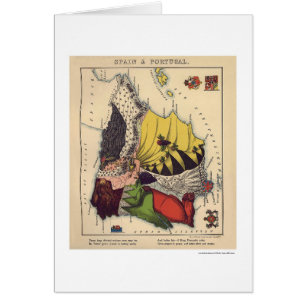 Karikatuur kaart 1868 voor Spanje en Portugal