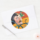 Karikatuur, schilderij van Gauguin, Ronde Sticker (Envelop)