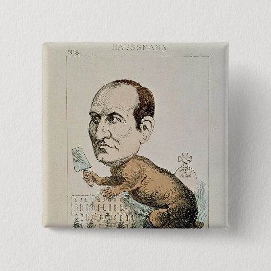 Karikatuur van Baron Georges Eugene Haussmann Vierkante Button 5,1 Cm (Voorkant)