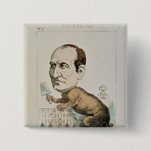 Karikatuur van Baron Georges Eugene Haussmann Vierkante Button 5,1 Cm