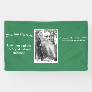 Karikatuur van Charles Darwin Spandoek