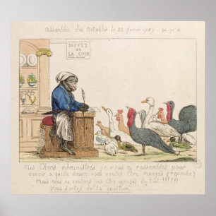 Karikatuur van de assemblage van notabelen poster