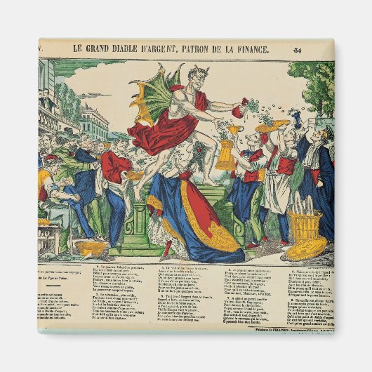 Karikatuur van de Demon van het Geld, 1860 Magneet (Voorkant)