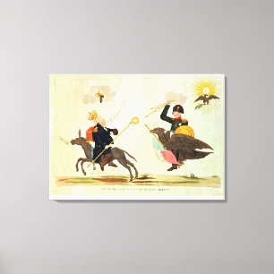 Karikatuur van de "honderdduizenden dagen" canvas afdruk