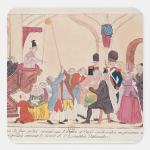 Karikatuur van de manier om aristocratisch te make vierkante sticker