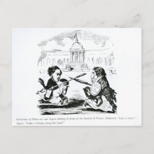 Karikatuur van Delacroix en Ingres Briefkaart