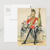 Karikatuur van een Victoriaans Britse soldaat Briefkaart (Voorkant / Achterkant)