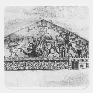 Karikatuur van Engelse joden, van een Haggadah Vierkante Sticker