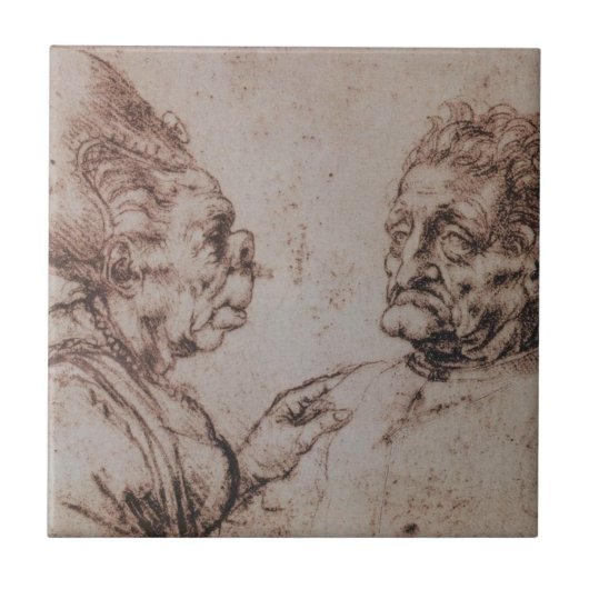 Karikatuur van Leonardo da Vinci Tegeltje (Voorkant)