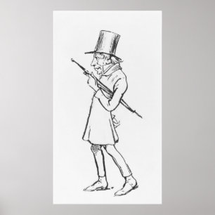 Karikatuur van Soren Aabye Kierkegaard Poster