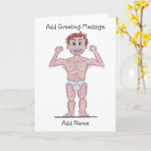 Karikatuur van Spierman Poseerkaart Kaart (Gele Bloem)