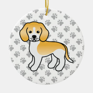 Karikatuurillustratie van citroen- en witte Beagle Keramisch Ornament