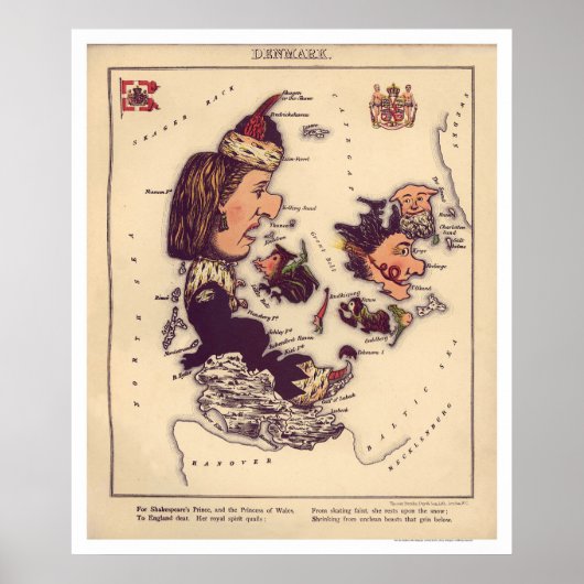 Karikatuurkaart 1868 Denemarken Poster (Voorkant)