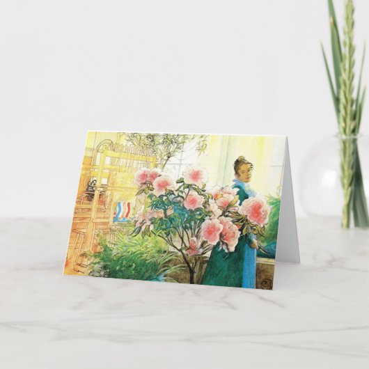 Karin met roze bloemen en haar kamer kaart (Voorkant)