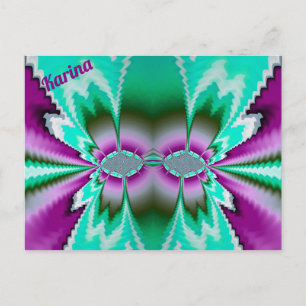 KARINA ~ 3D Fractal Design Pattern ~ Green Paars Briefkaart