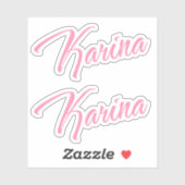 Karina Nom décoratif en rose x2 Sticker (Feuille)
