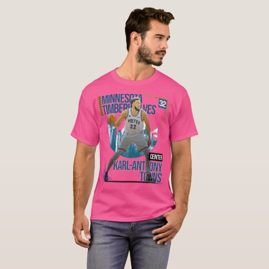 Karl-Anthony Towns Basketbal Art Timberwolve 1 T-shirt (Voorkant volledig)