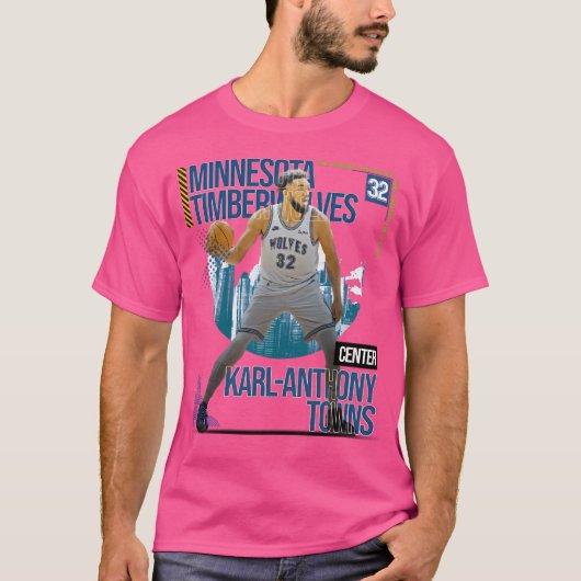 Karl-Anthony Towns Basketbal Art Timberwolve 1 T-shirt (Voorkant)