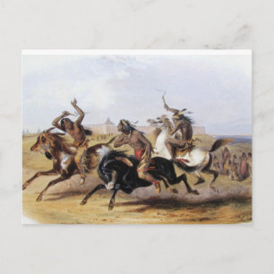 Karl Bodmer - Horse Racing of the Sioux Briefkaart