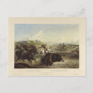 Karl Bodmer- Indiërs jagen op het bizon Briefkaart