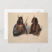 Karl Bodmer-Noapeh, Assiniboin Indian, Psihdja-Sah Briefkaart (Voorkant / Achterkant)