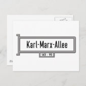 Karl-Marx-Allee, Berlin Street Sign Briefkaart (Voorkant / Achterkant)