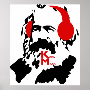 KARL MARX MET HOOFDTELEFOONS POSTER