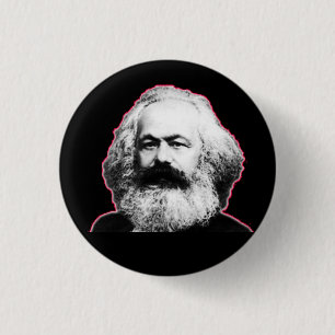 Karl Marx rode omtrek/zwart Ronde Button 3,2 Cm