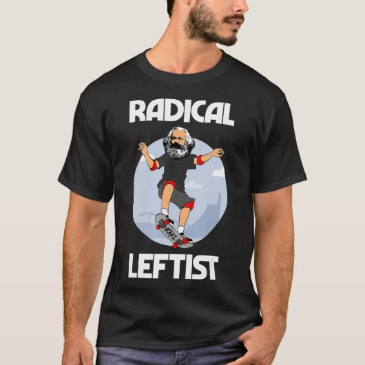 Karl Marx Skateboarding Radical Leftist Funny T-shirt (Voorkant)