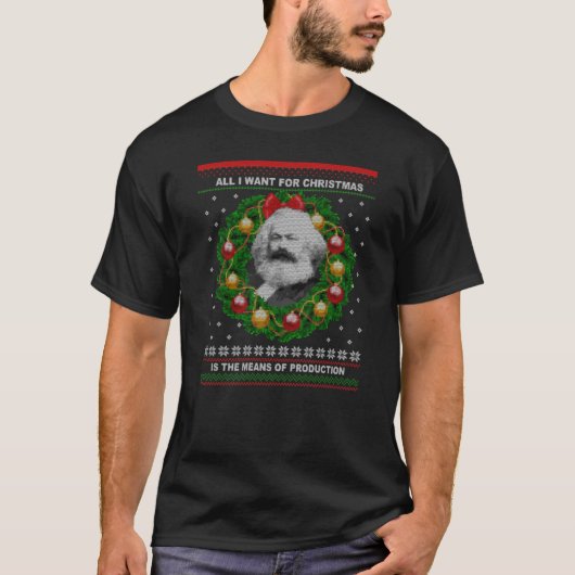 Karl Marx Ugly kerstSweater Seize the Means T-shirt (Voorkant)
