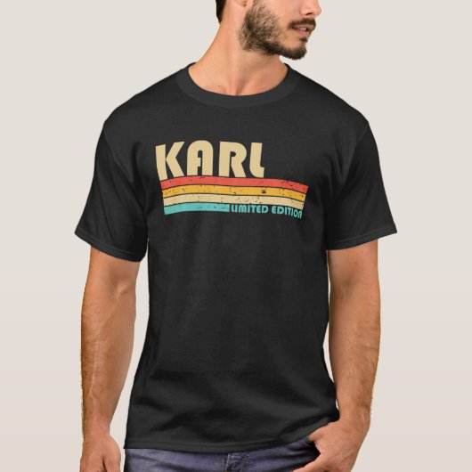 KARL Name Personalized Retro  80S 90S geboorte T-shirt (Voorkant)