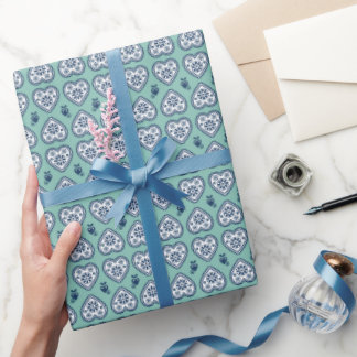 ‘Karlek’ Hart cadeauverpakkings Papier (marineblau