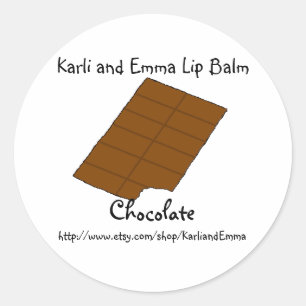 Karli en Emma Chocolade Lipbalm Ronde Sticker