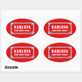 Karlova, Praag, Tsjechische straatnaam Ovale Sticker (Vel)