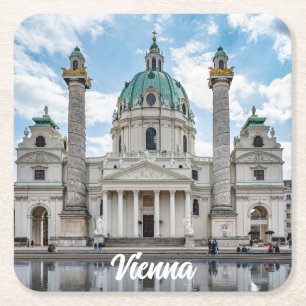 Karlskirche in Wenen, Oostenrijk Vierkante Kartonnen Onderzetter