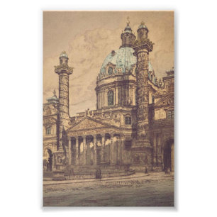 Karlskirche kerk in Wenen, Oostenrijk Foto Afdruk