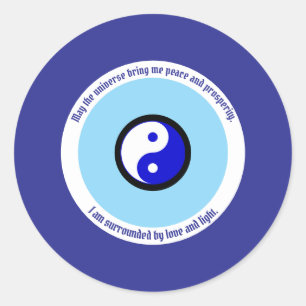 Karma Bescherming Donkerblauw Kwaad Oog Yin Yang Ronde Sticker