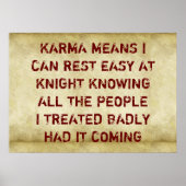 Karma betekent dat ik 's nachts rustig kan rusten, poster (Voorkant)