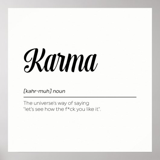 Karma Definition Funny Poster (Voorkant)