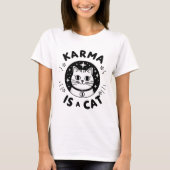 Karma is een kat die vrouwen T-shirt tekent (Voorkant)