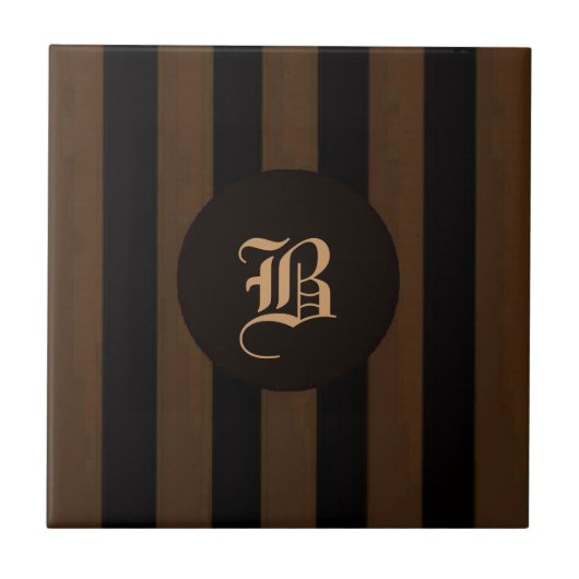 Karmaal & Zwarte Strook Tegel-Monogram B Tegeltje (Voorkant)