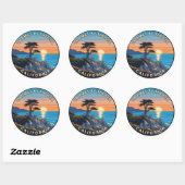 Karmel-bij-het-zee eenzame cipres ronde sticker (Vel)