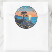 Karmel-bij-het-zee eenzame cipres ronde sticker (Tas)