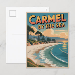 Karmel bij het zee strand california Pacifische ku Feestdagenkaart