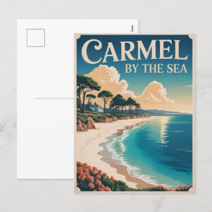Karmel bij het zee strand california Pacifische ku Feestdagenkaart