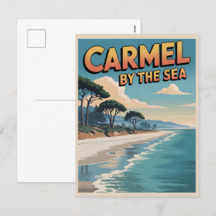 Karmel bij het zee strand california Pacifische ku Feestdagenkaart