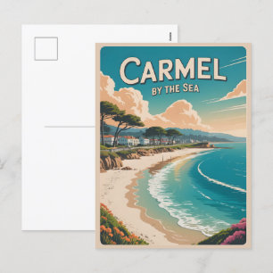 Karmel bij het zee strand california Pacifische ku Feestdagenkaart