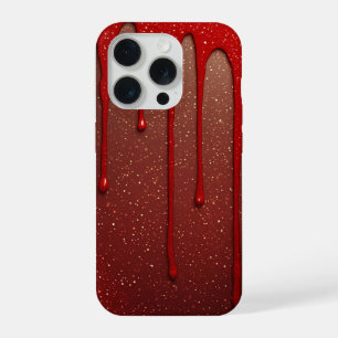 Karmozijn Glitter Druppel Glow ✨ Luxe Rode Schitte iPhone 15 Pro Hoesje